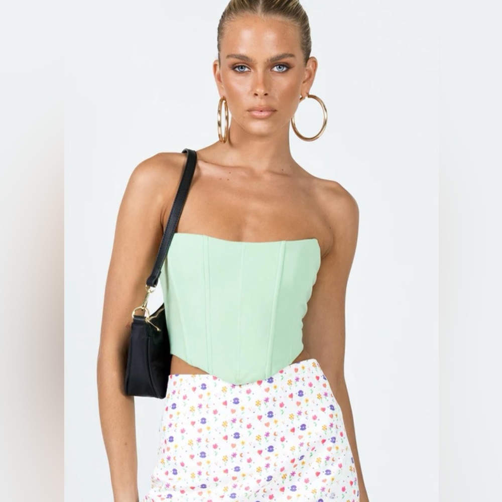 NWOT Princess Polly Carlie Corset Top Mint Green